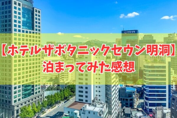 【ガチレビュー】ホテルザボタニックセウン明洞に泊まってみた！良かった点と気になった点を徹底解説