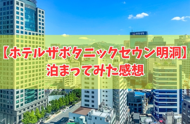 【ガチレビュー】ホテルザボタニックセウン明洞に泊まってみた！良かった点と気になった点を徹底解説